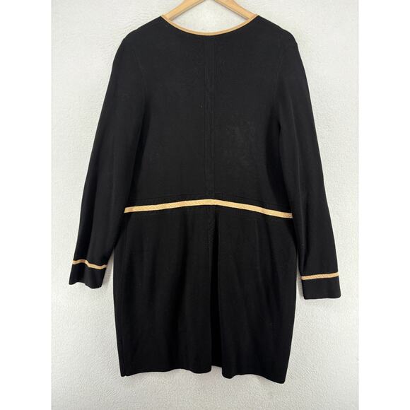 TALBOTS Sweater X Cardigan Duster Open Front Two Tone Viscose Blend Black - Picture 2 of 12